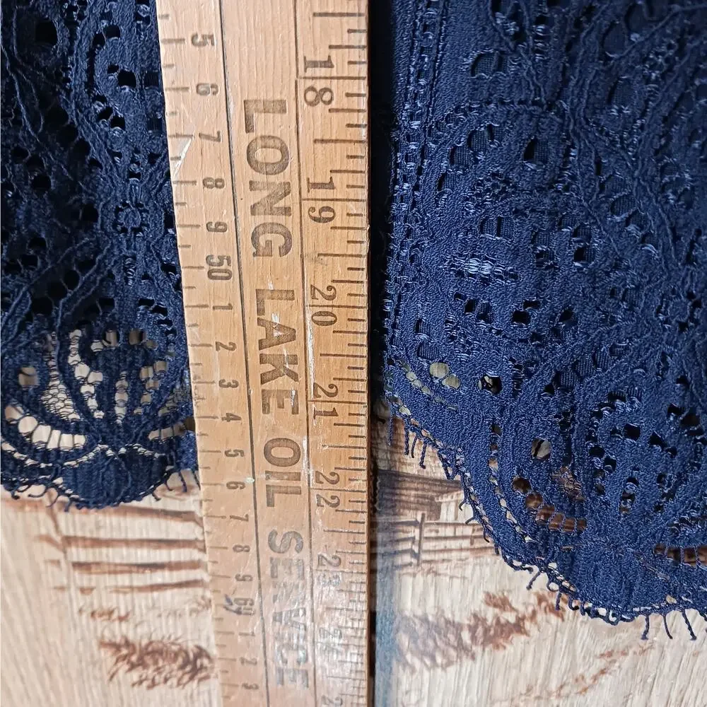 Loft Lace Overlay Tank Top Blouse Navy Blue Size XS - Picture 7 of 8